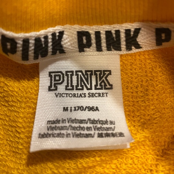 VS PINK Black & Yellow Matching Crewneck & Track Shorts Set - Picture 6 of 10